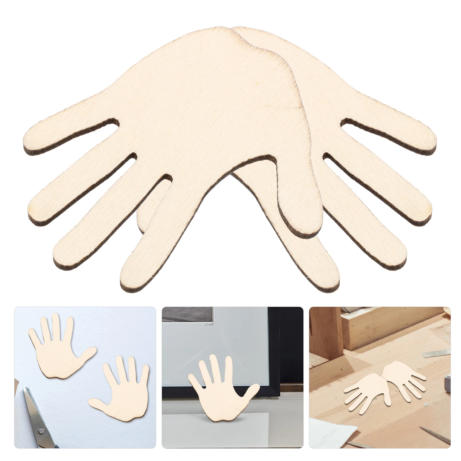 

10pcs Diy Wooden Hand Palm Unfinished Wood Decor Crafts Party Wedding Home Classroom Projects Painting Wood Cutouts Handmade