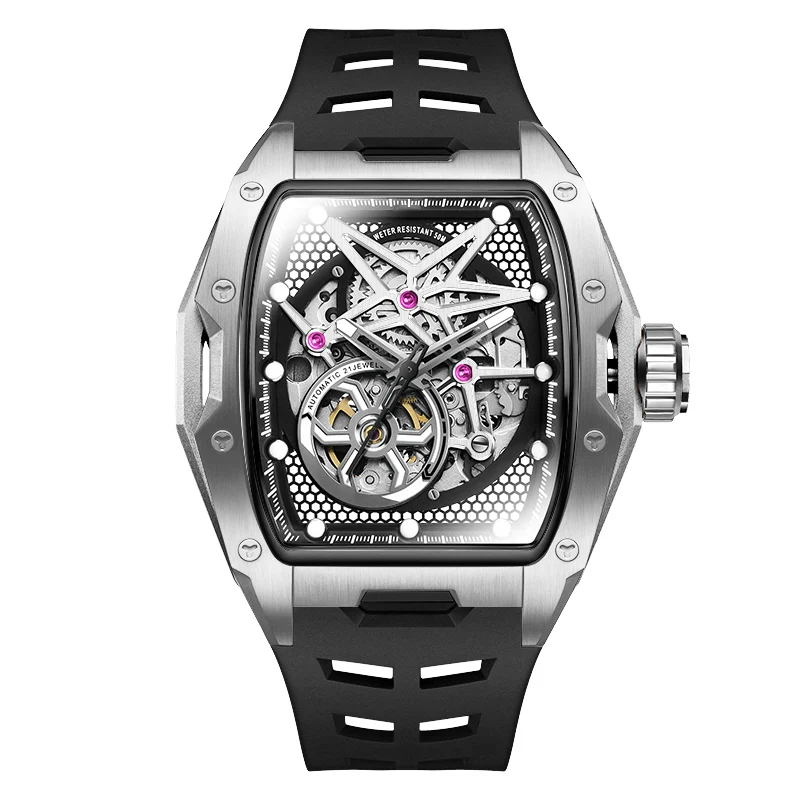 Never Feel Sports Watch Automatic One Skeleton Waterproof 50M JP MIYOTA 82S7 Mechanical Daniel Gorman Hollow Tourbillon Men's