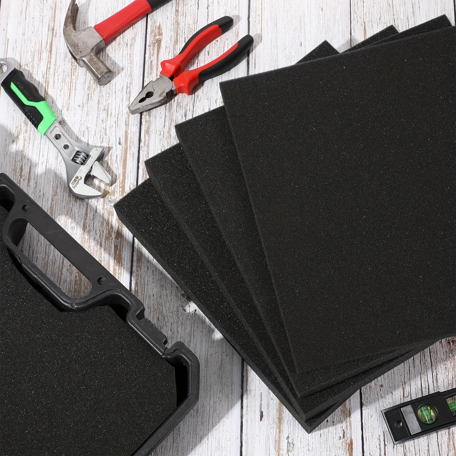 عبوتان من صفائح الرغوة اليدوية القابلة للقطع باللون الأسود، حشوات توسيد من مادة البولي يوريثين تستخدم لحافظات صندوق الألعاب ودرج التخزين #6