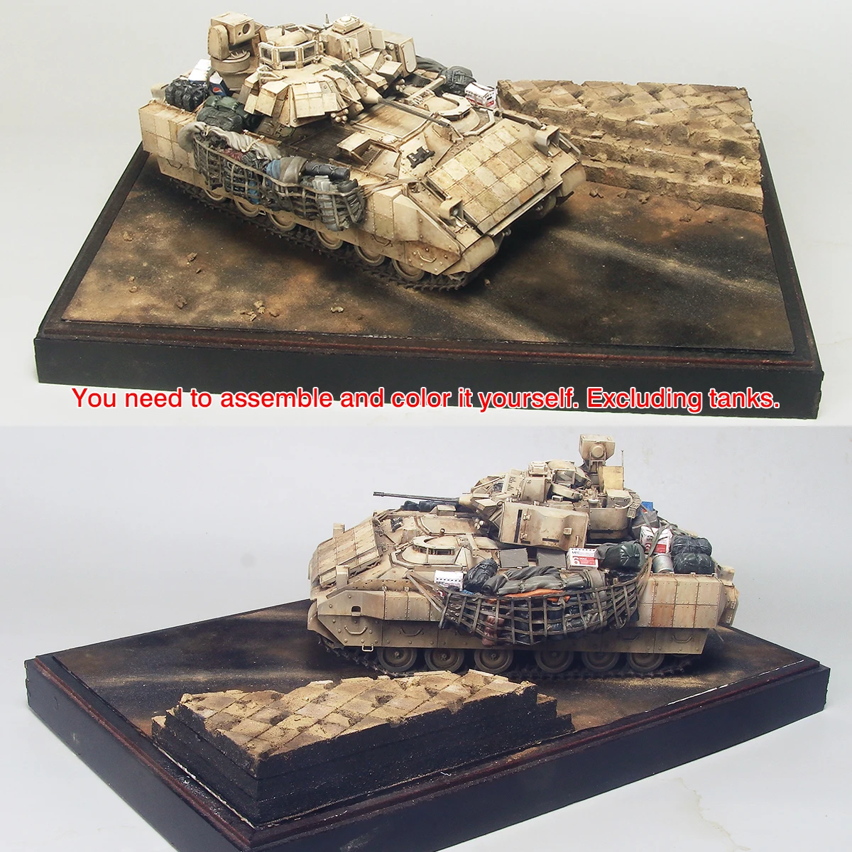 Architektonisches Gebäudemodell-Diorama, Maßstabsmodellbausatz, Holz-Display-Basis, Panzerfahrzeuge, gepanzerte Autos, Ausstellungsständer 1/35 – Detail 3