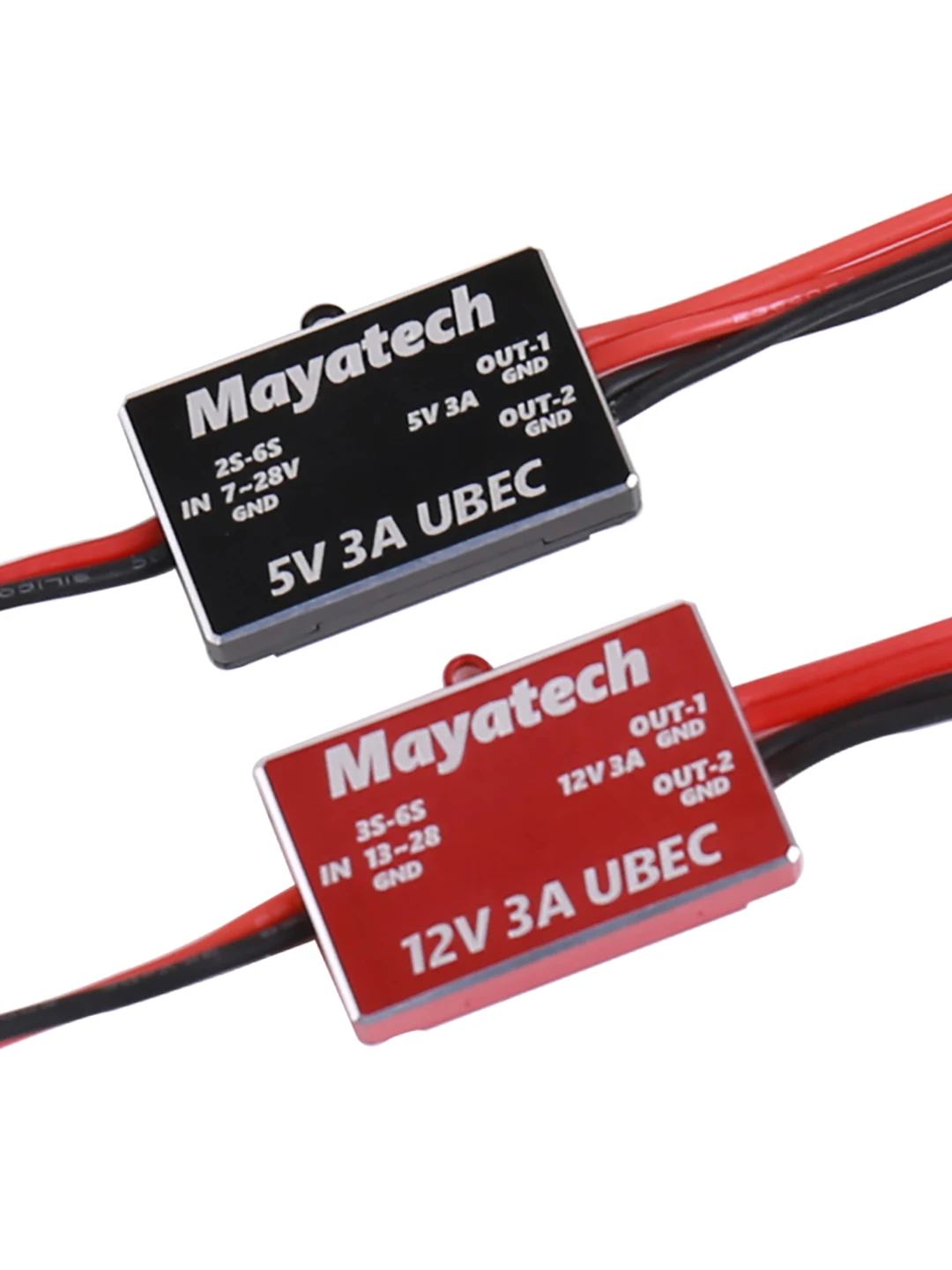 Mayatech 5V 12V Step Down Power Supply Voltage Regulation 7-28V to 5V/13-28V to 12V Buck Module UBEC-3A 6s for FPV UAV RC Model