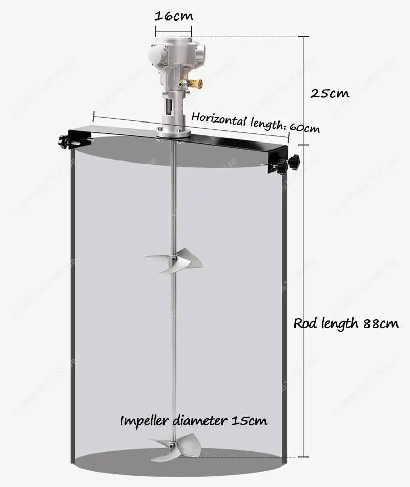 50-3200rpm Adjustable Speed Paint Mixer Lab Liquid Dispersing Stirrer Pneumatic Agitator Mixer Machine for 200/400L Liter Tank