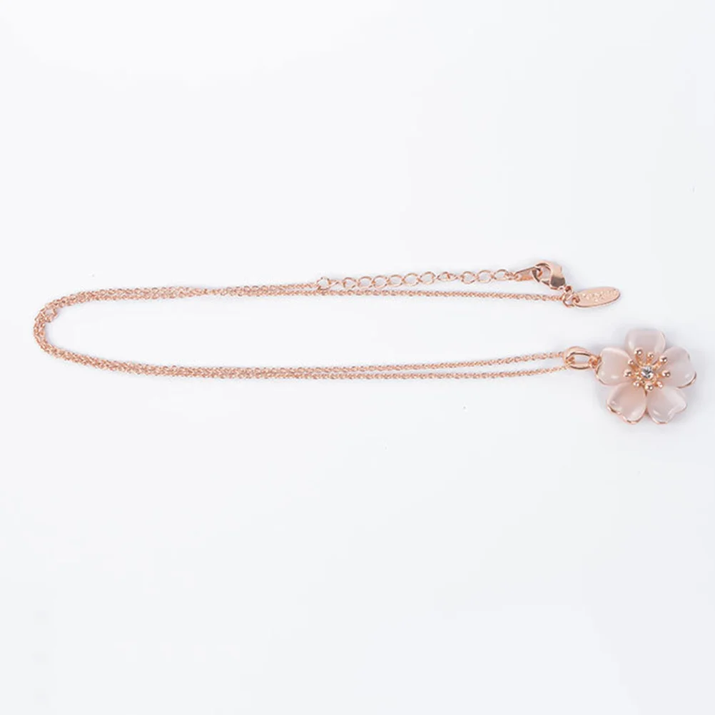 سبيكة زهرة قلادة أقراط مجموعة مجوهرات حساسة زهرة على شكل قلادة قابل للتعديل سلسلة هدية لعيد الحب الذكرى #6