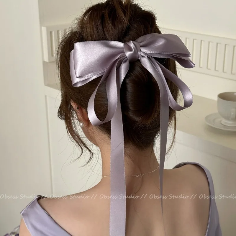 

Eletgant Versatile Bow Ponytail Clip for Girls Sweet Ribbon Hair Clip for Low Bun,Half-Up Styles Hair Tie Women's Hair Accessory