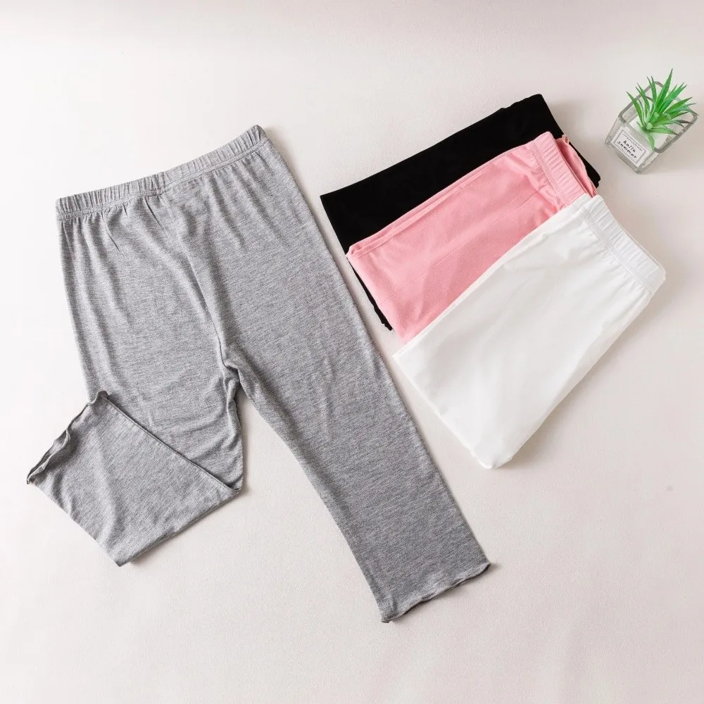 Sweet Ultra-thin Children Clothing Ruffles Candy Color Girls Leggings Modal Cotton Elastic Cropped Pants Girls