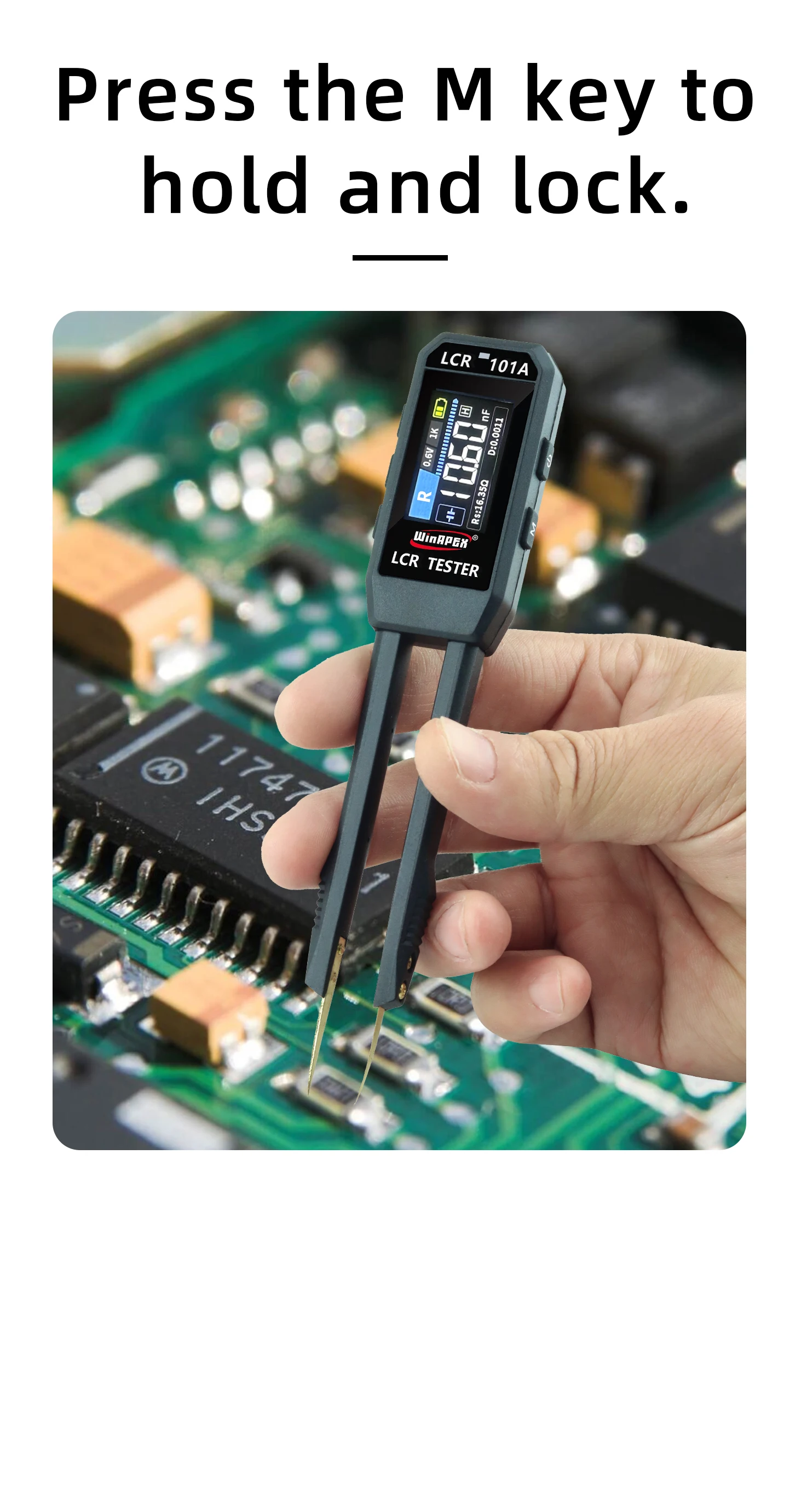 LCR-101A Digitaler LCR-Brückentester 10kHz Wiederaufladbare Lithium-Batterie Kondensatoren, Widerstände, Dioden Induktanztest SMD-Tester – Detail 10