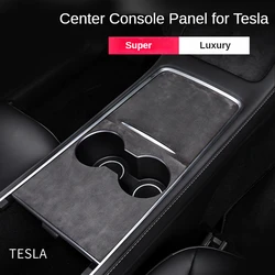 Für Tesla Modell y 3 Wildleder Korn Mittel konsole Wrap Dekor Aufkleber Zentral steuerung Dekoration Abdeckung Auto Interieur Zubehör