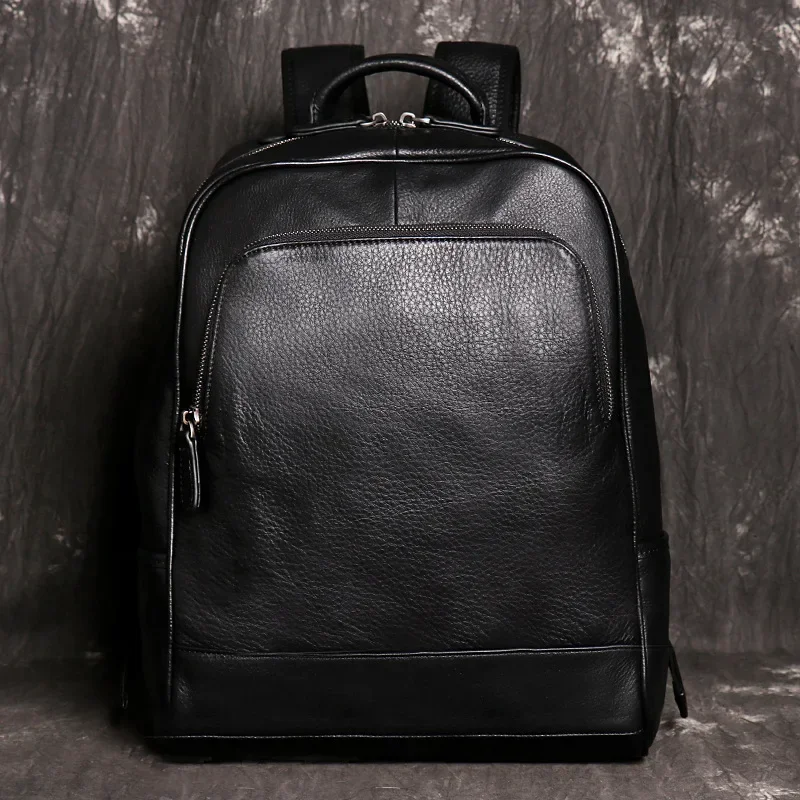 Highend A4 Vintage Brown Black Grey Top Grain Genuine Leather 14\'\' Laptop Women Men Backpack Cowhide Male Travel Bag M30055