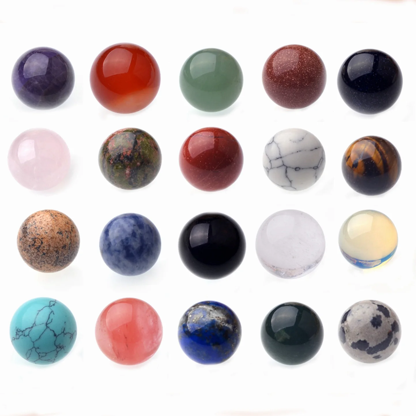 16MM Natural Gemstone Balls Beads for DIY Making Jewelry  Round  Crystal Sphere NO Hole Healing Chakra Charm Bracelet Necklace