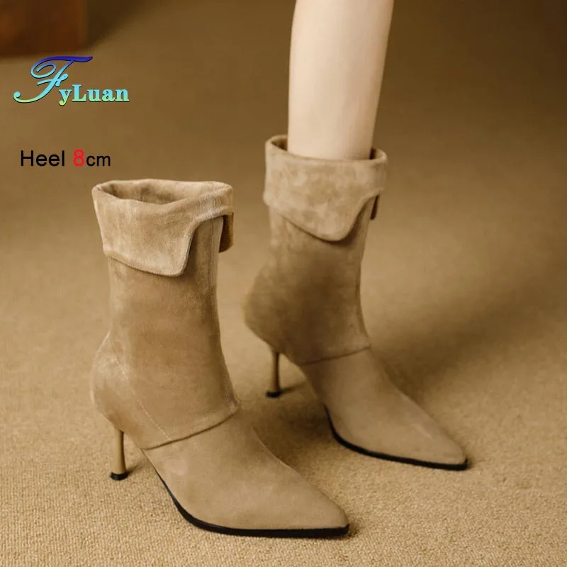 

Fashion Pointed Toe Stiletto Tall Boots 2026 Autumn Winter New Women's Mid-calf Boots Comfortable Stretch Casual Lady Long Boots