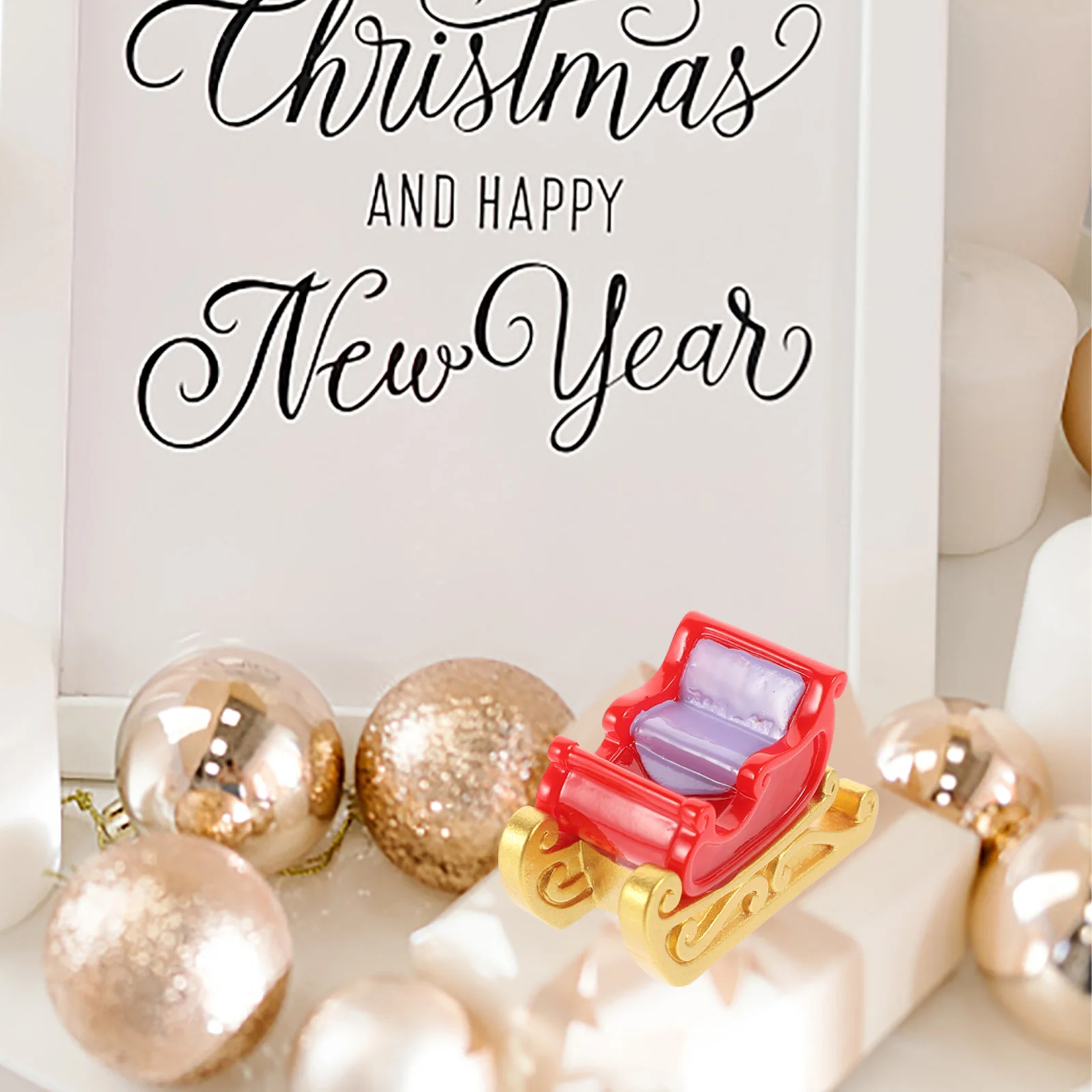 

12Pcs Resin Mini Sleigh Carriage Ornament Creative Christmas Decoration DIY Table Centerpiece Resin Craft Decor