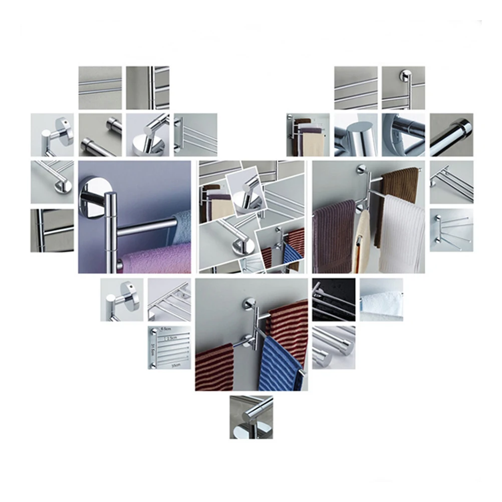 

Стержень для банных полотенец из нержавеющей стали, настенный, поворотный на 360 градусов, компактная стойка для ванной комнаты, кухни, туалета, полотенец