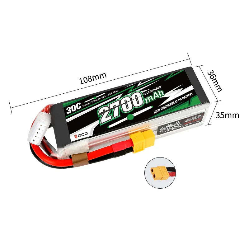 Gens ACE-batería Lipo de 2700mAh, 2S, 3S, 4S, 6S, 7,4 V, 11,1 V, 14,8 V, 22,2 V, 30C con enchufe T/XT60 para Dron y helicóptero FPV