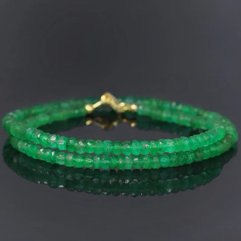 

Natural Emerald Necklace 2-4mm Round Faceted Beryl Beads 20 Inch Handmade Strand