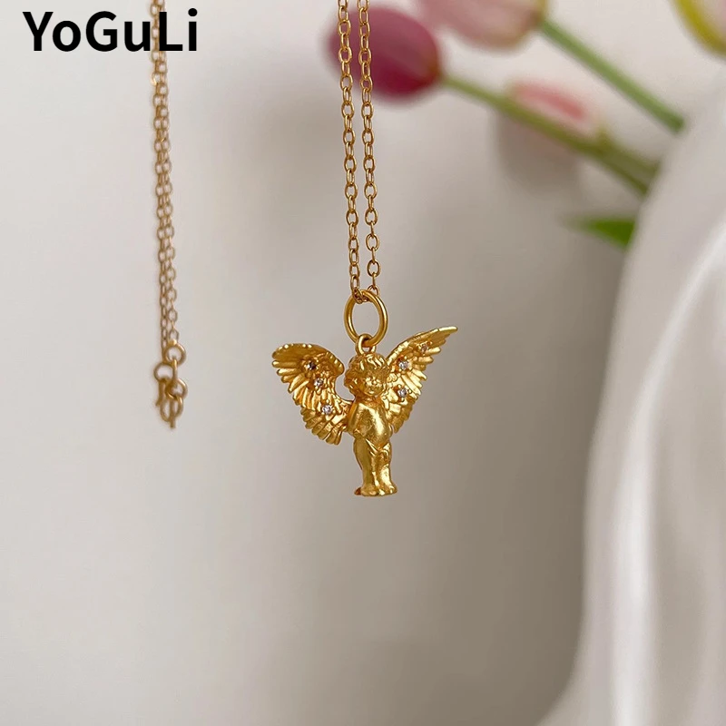 

Fashion Jewelry Vintage Temperament Angel Pendant Necklace For Women Party Gifts Delicate Design Accessories Hot Selling
