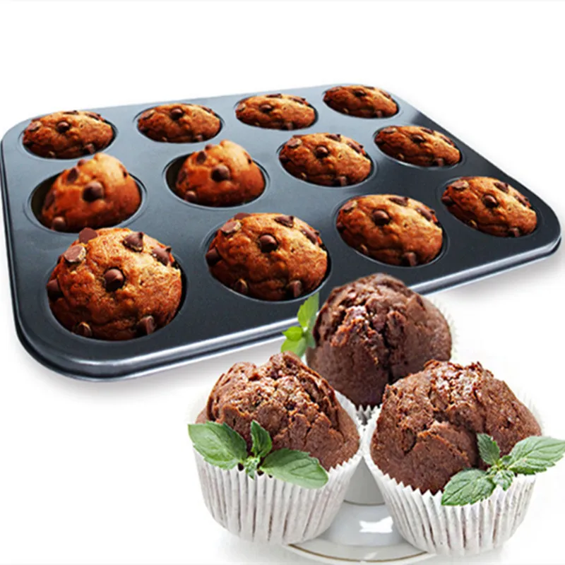 

6/12 Holes Non-stick Round Cupcake Pan Muffin Tray Mold Pudding Bakeware Biscuit Carbon Steel Baking