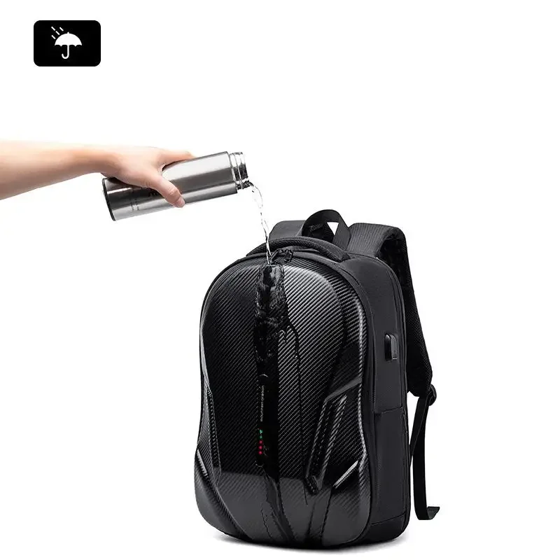 New Hard Shell Motorcycle Riding Backpack Large Capacity Knight Helmet Bag Men\'s Shock Absorption Waterproof USB Laptop Bag