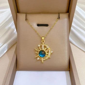 Star Moon Mythology Full Zirconia Luxe Elegant Full Zirconia Necklace for Women,…