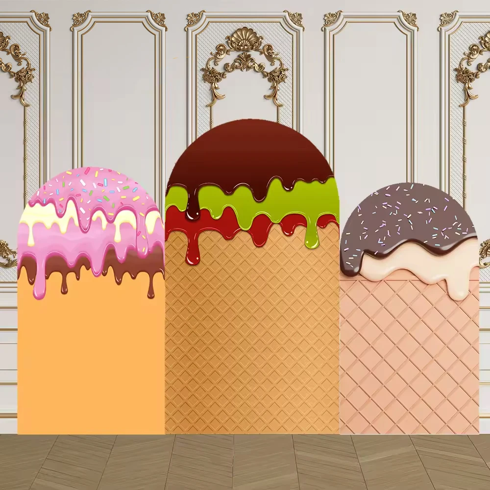 

LS 2-сторонний арочный чехол, кремовый декоративный фон для мороженого, детский душ, арочная стена, детский первый день рождения, выпускной стул