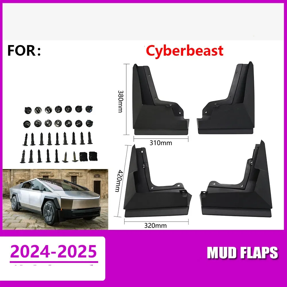 

4pcs Car Mud Guards For Tesla Cybertruck Cyberpickup Trucks 2024 2025 Mud Flaps Splash Guards Mudguards Mudflaps Accessories