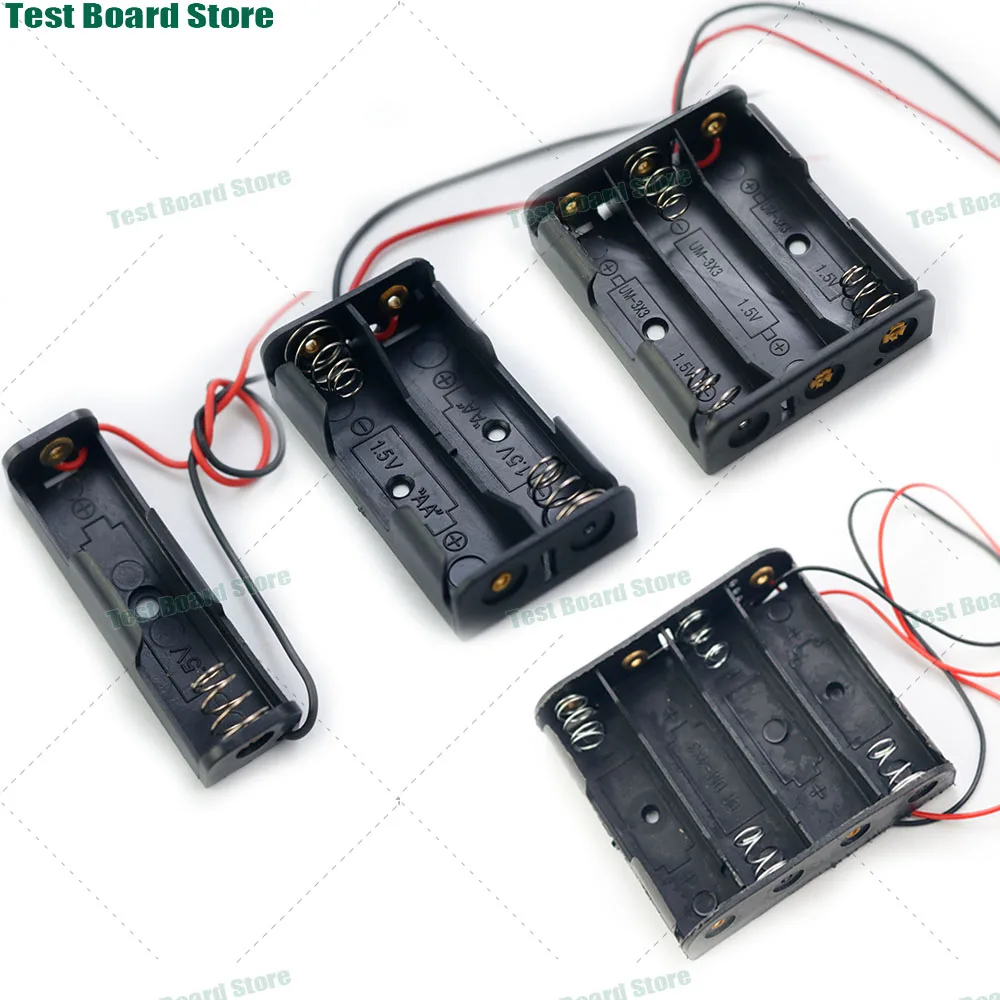 1Pcs AA battery box, power battery storage box, wires 1, 2, 3, 4 slots, battery holder, storage box, wires, charging container