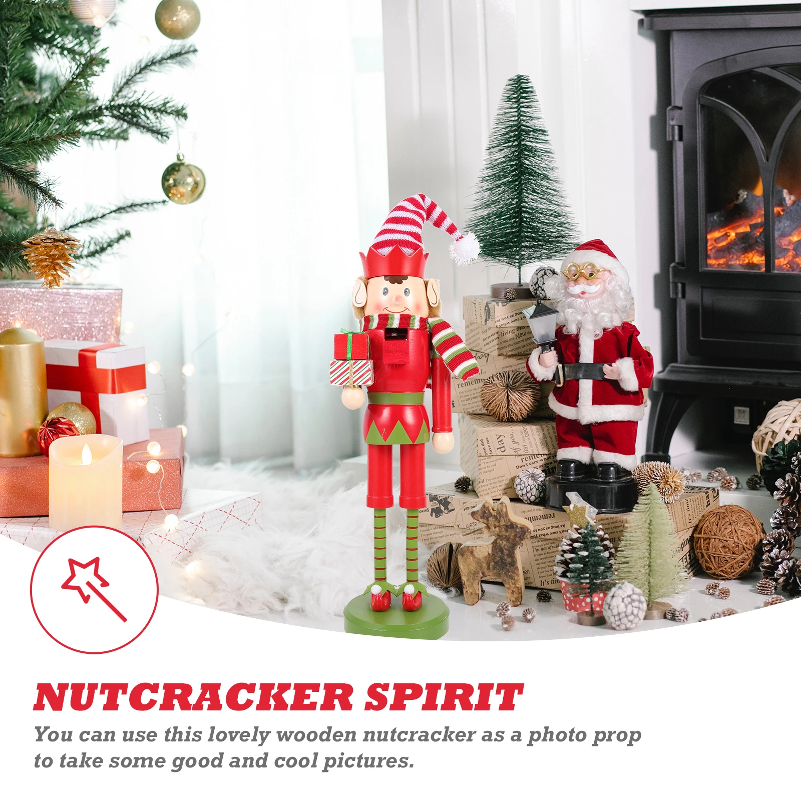 

Wooden Nutcracker Decor Xmas Desktop Nutcrackers Craft Sturdy Christmas Ornament Home Office Party Favors Gift