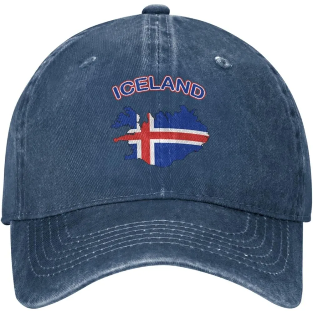 Women Men Adjustable Baseball Cap with Iceland Flag Map Pattern, Dad Snapback Hip Hop Hats