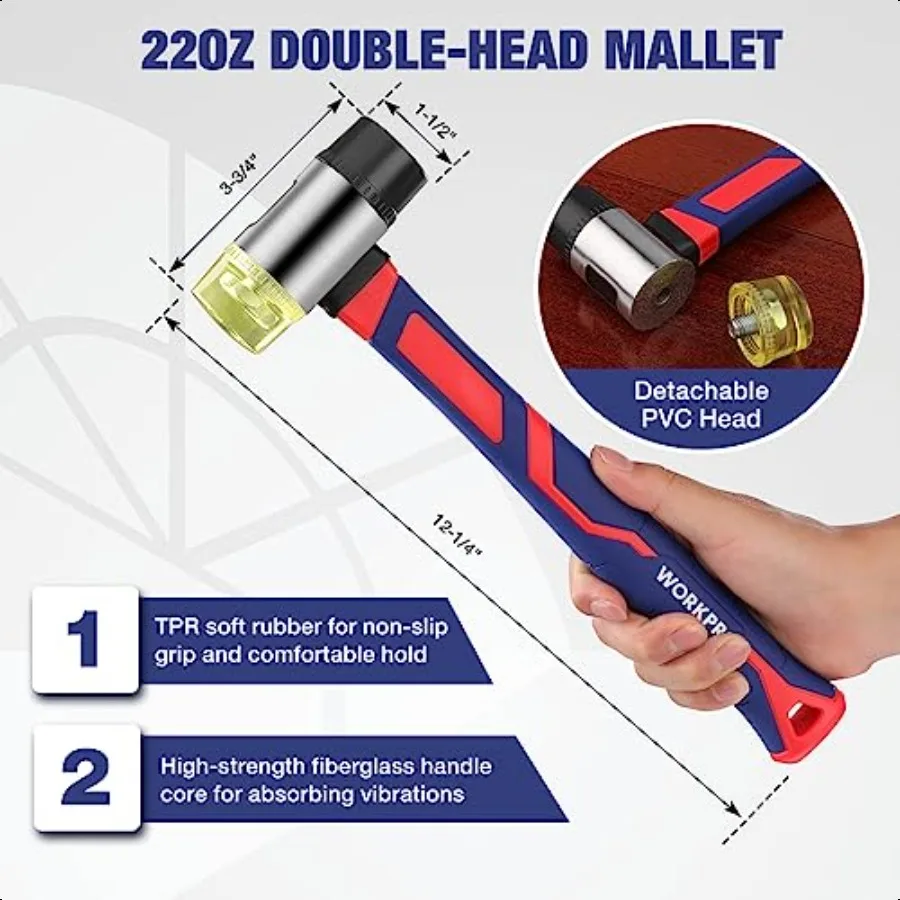 طقم تركيب الأرضيات المصفحة مطرقة مطاطية مع مقبض من الألياف الزجاجية وسادات للركبة قضيب سحب عالي التحمل كتلة التنصت الصلبة وS #3