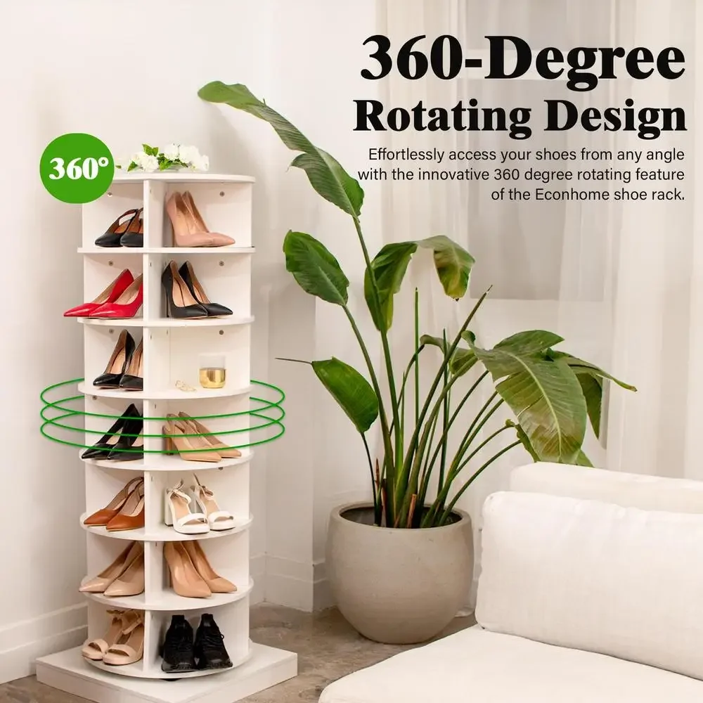 360° Rotating Shoe Rack 7-Tier Organizer Holds 35 Pairs Compact Storage Modern Design Multi-Functional Shoe and Accessory Tower
