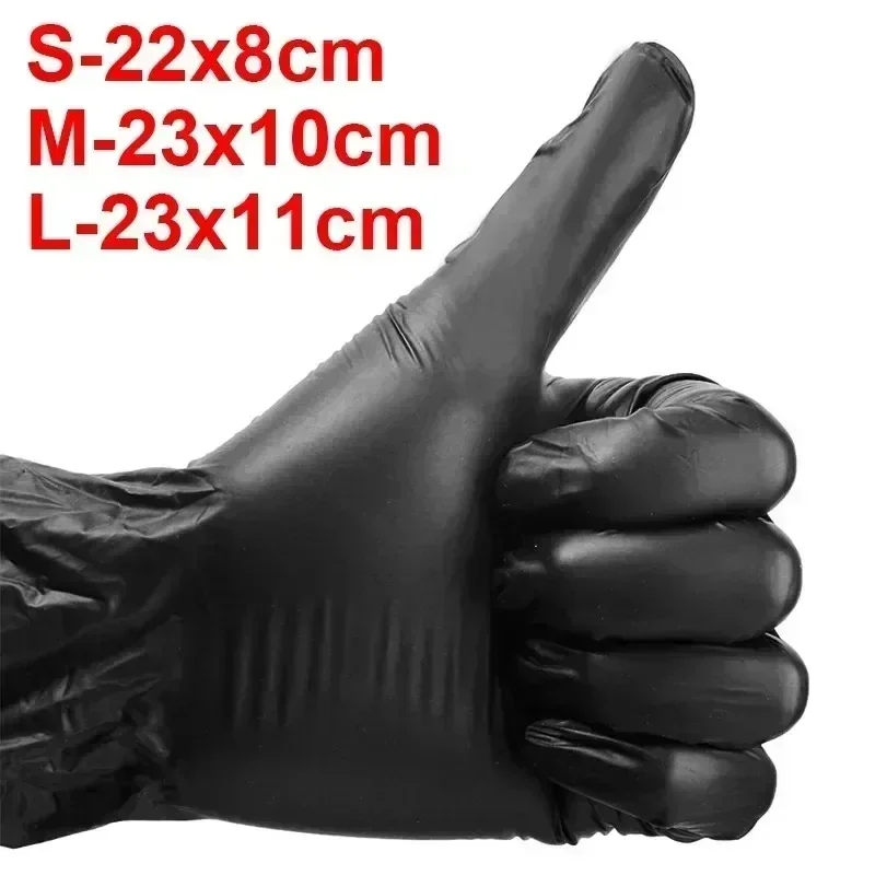 Disposable Black PVC Gloves Home Cooking Knit Reel Textured Hair Dye Mechanic Tattoo Washing Car Household Cleaning Work Gloves