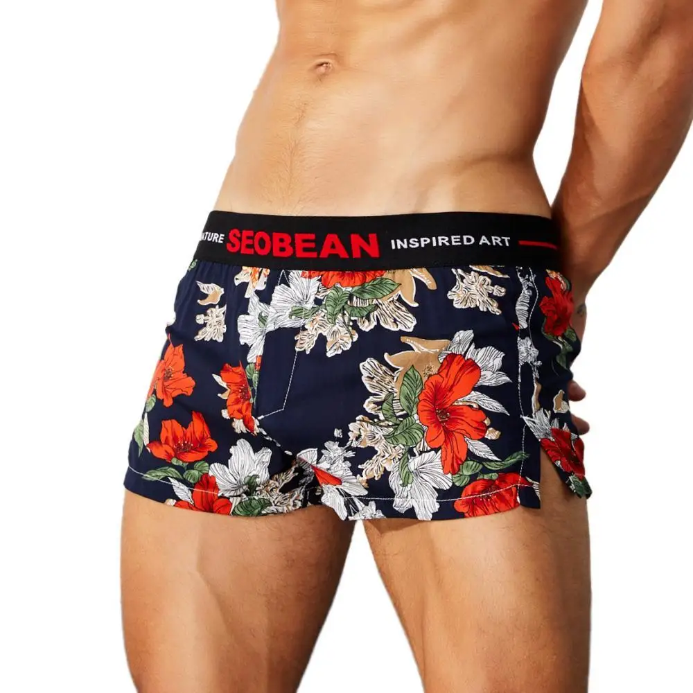 SEOBEAN Mens Underwear Boxers Shorts Comfortable Loose Homewear Shorts Sleep Bottoms Boxershorts Penis Pouch Male Panties