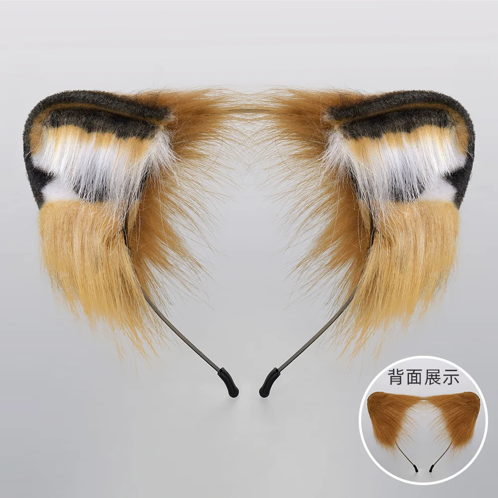 Plush Tiger Headband Handmade Cosplay Props Simulation Beast Ears Tail Set Hair Accessories