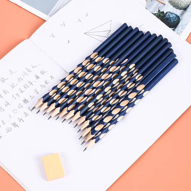 Groove Triangle Wooden Pencil Posture Correction Pencil School Office Stationery Child Cartoon Health Student Standard Pencil