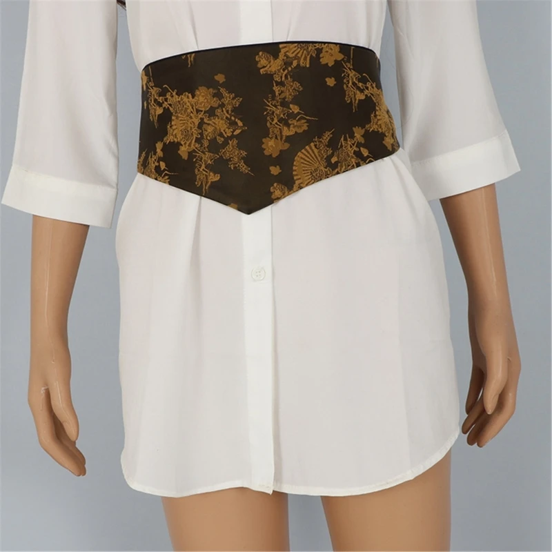 ヴィンテージワイドガードルベルト中国のエレガントなネクタイベルトラップドレスホルタードレス伝統的な中国服