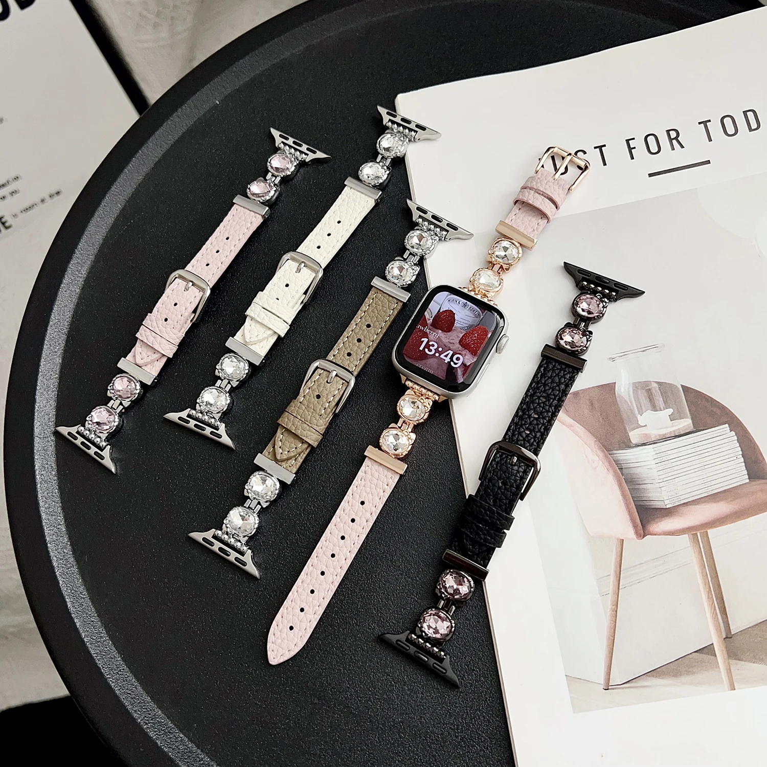 

Модный двойной кожаный ремешок для часов Cat для Apple Watch S11 S10 46 45 44 42 41 40 мм, браслет для девочек iWatch Ultra 9 8 7 6 5