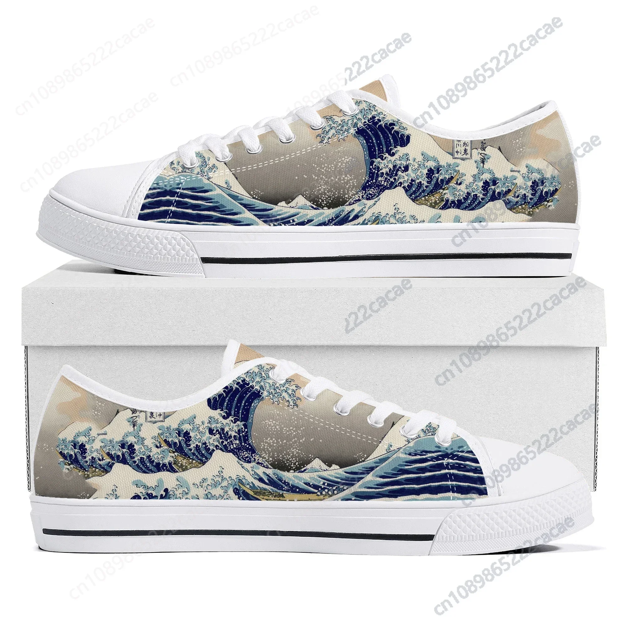 The Great Wave off Kanagawa Printmake Low Top Sneakers High Quality Mens Womens Teenager Canvas Sneaker Couple Shoes Custom Shoe