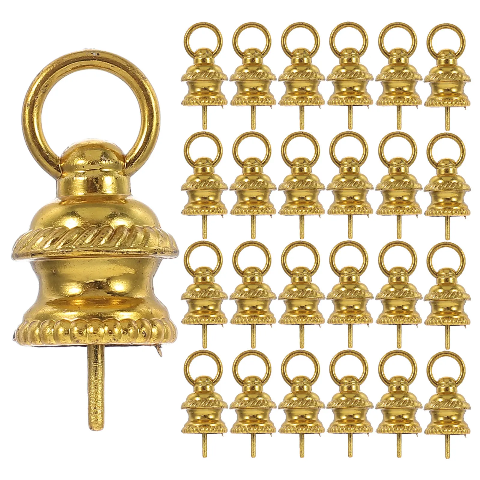 100 Pcs Christmas Ornament Tops Caps Ball Ornament Hangers Christmas Craft Diy Bauble Topper Caps Bell Xmas Ball Cap Replacement
