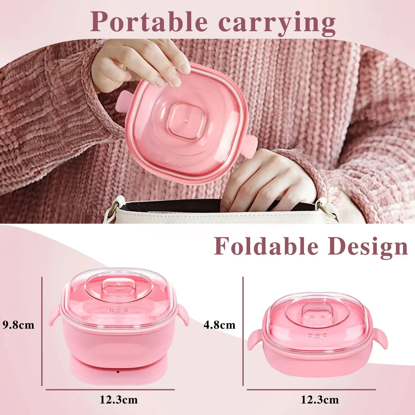 Foldable Depilator Wax Heater Silicone Wax Pot Heating Melting Wax Bean Non-Stick Pan Easy to Clean Beauty Care