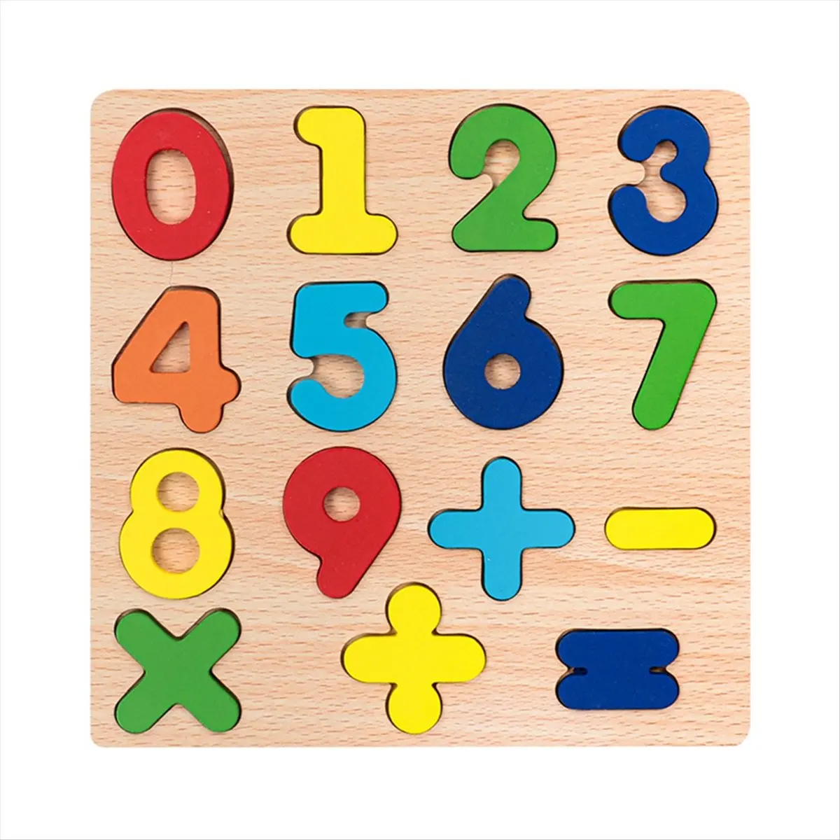 feelfeel Wooden Puzzles for Children, Wooden Numbers, Letters, Geometric Figures, Building Blocks, Hand Grab Board Toys