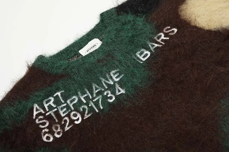 Suéter para hombre 2025, nuevo jersey de punto informal holgado con estampado de letras americanas de calle alta, manga larga, suave y cálido