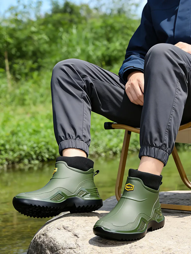 Winter Warme Plus Paar-Regenstiefel Wasserdichte Herren-Wasserschuhe Outdoor Herren-Gummischuhe Modische Angelstiefel Arbeitsstiefel – Detail 8