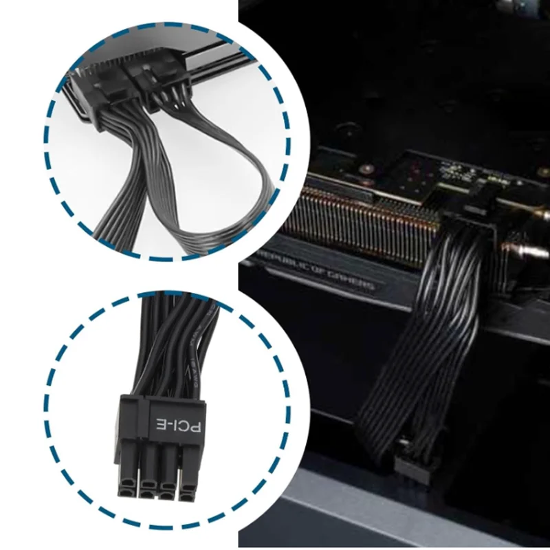 PCIe Cable Campatible with Corsair, 60 cm 8 Pin to Dual 6+2 Pin, Male to Male GPU Power Cable, Compatible with ARESGAME Modular