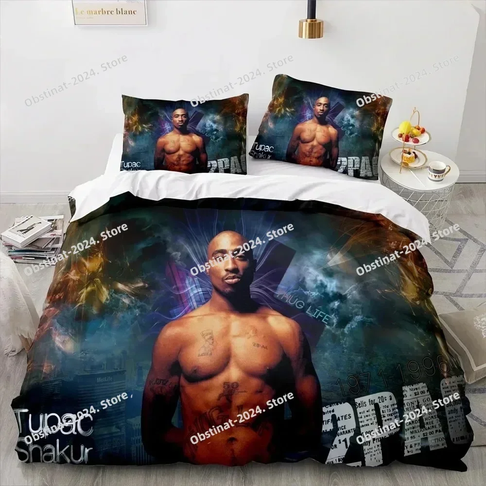 2Pac Tupac Amaru Shakur Bedding Set Printed single Comforter Quilt Cover Duvet Cover Pillow Case 3 Pieces Sets Kids Adult Size