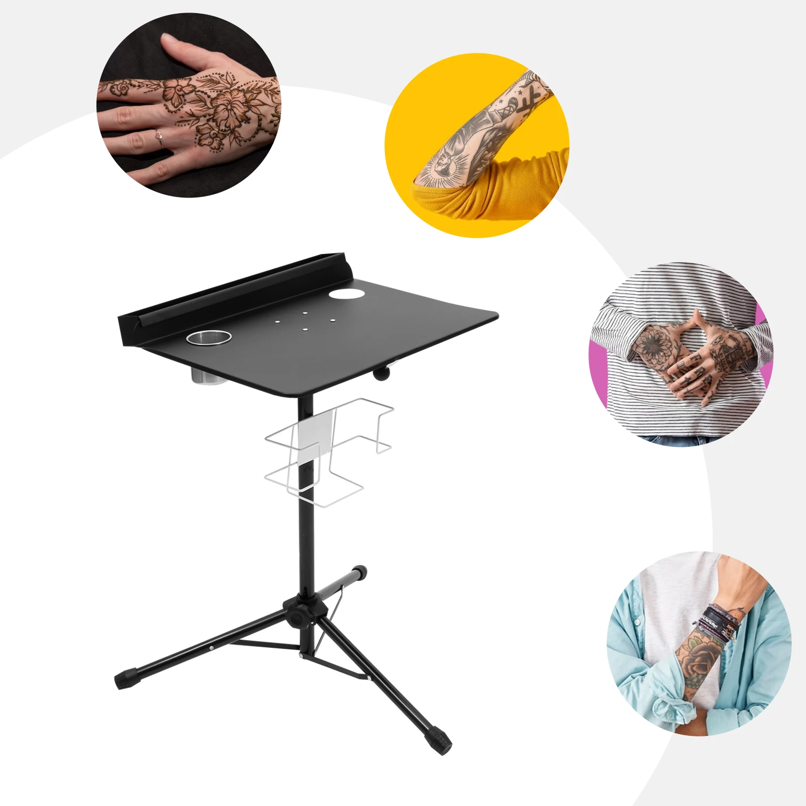 

Portable Tattoo Workbench Adjustable Height Tattoo Workbench, Stainless Steel 28-44in Adjustable Height with Storage Shelf