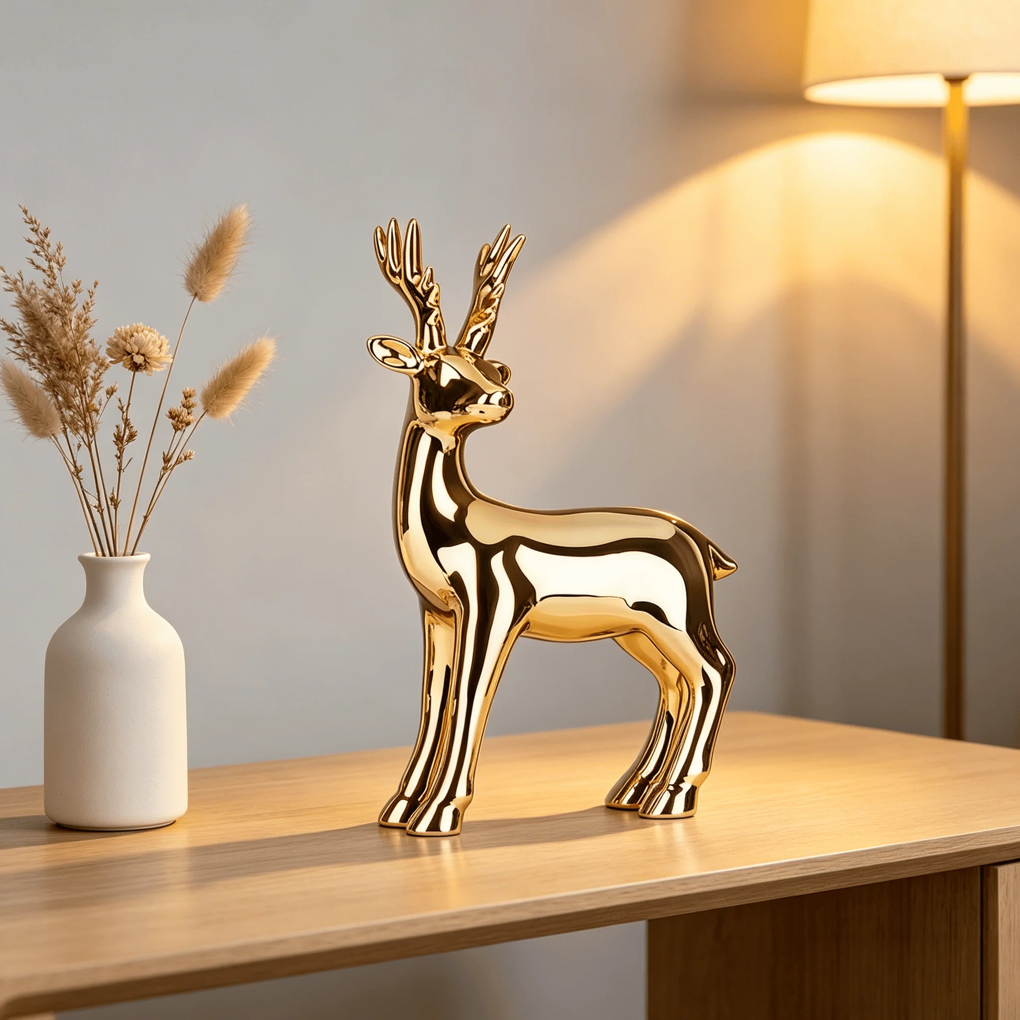 Ceramic Deer Figurine Gold Silver Sculpture Home Decor Tabletop Ornament Decoration Gift for friends