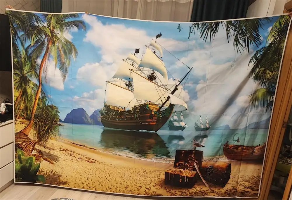 Pirate Backdrops For Photo Old Treasure World Map Birthday Party Baby Portrait Photographic Background Photocall Photo Studio