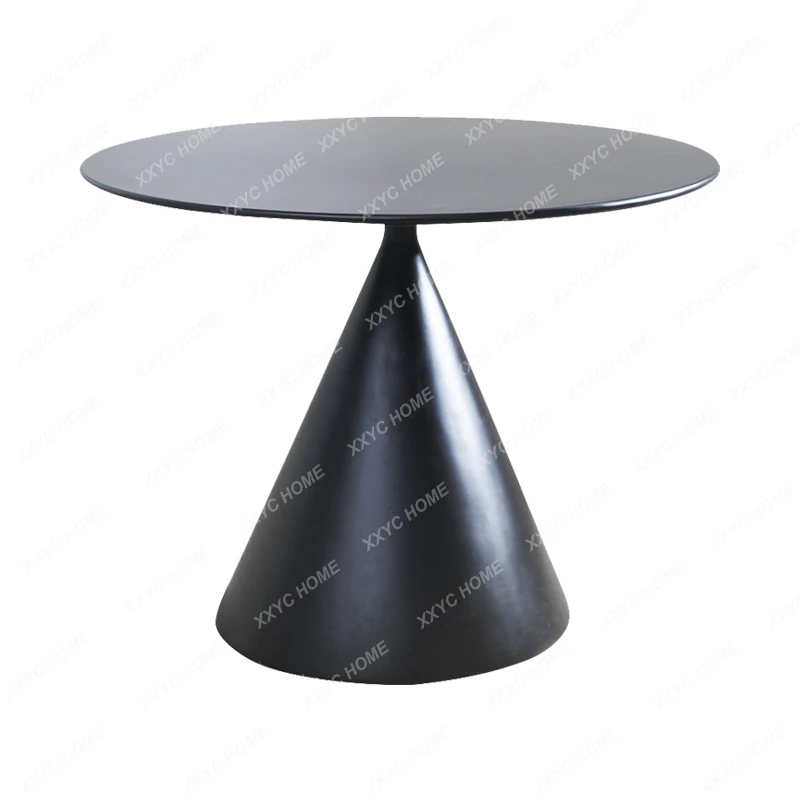 Stone Plate Dining Table Solid Color Small Apartment Household round Rotating round Table Cream Style Personalized Table