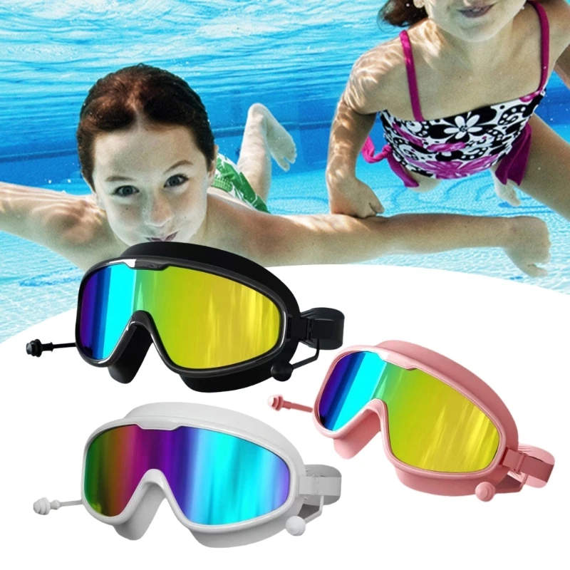 

Kids Swim Goggles with Swim Earplugs Child Swimming, 180 Degree Wide View Swimming Goggles 24BD