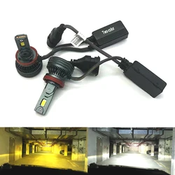 2x H7 LED Headlight Bulb Car Fog Light 9005 HB3 9006 HB4 9012 H11 H8 H9 H1 H3 H4 White And Yellow Bi-color Canbus Auto Lamp 90W