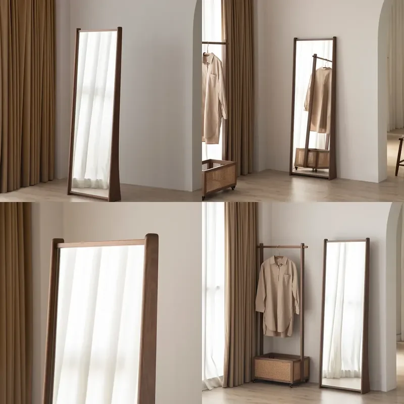 For Qilou Floor to Ceiling Full Length Mirror Solid Wood Frame Bedroom Household Standing Dressing Mirror Modern Home Decor